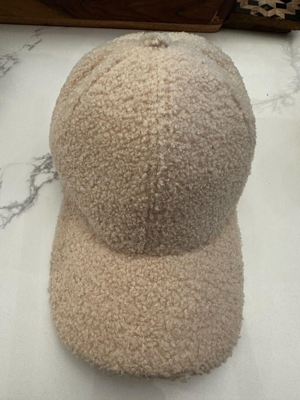 Wyld Blue Montauk Aspen Sherpa Shearling Cap Cream Ivory Teddy Baseball Hat OS